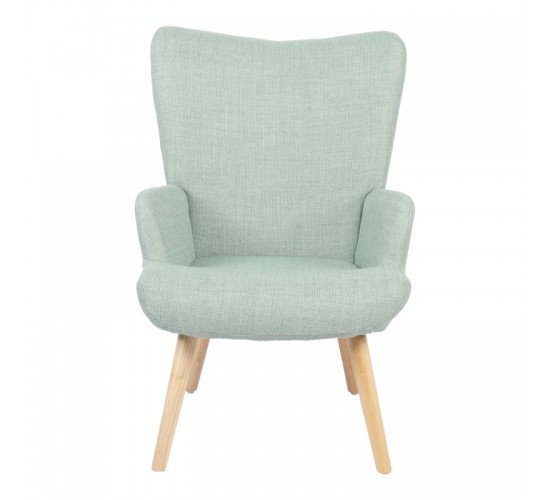 Πολυθρόνα-μπερζέρα Gerlina μέντα ύφασμα με πόδι σε φυσική απόχρωση 71x64x94εκ Υλικό: 100 %  POLYESTER FABRIC - METAL FRAME - FOAM - RUBBERWOOD 393-000002