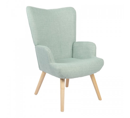 Πολυθρόνα-μπερζέρα Gerlina μέντα ύφασμα με πόδι σε φυσική απόχρωση 71x64x94εκ Υλικό: 100 %  POLYESTER FABRIC - METAL FRAME - FOAM - RUBBERWOOD 393-000002