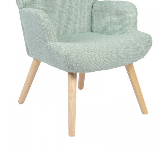 Πολυθρόνα-μπερζέρα Gerlina μέντα ύφασμα με πόδι σε φυσική απόχρωση 71x64x94εκ Υλικό: 100 %  POLYESTER FABRIC - METAL FRAME - FOAM - RUBBERWOOD 393-000002