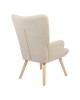 Πολυθρόνα-μπερζέρα Gerlina κρεμ ύφασμα με πόδι σε φυσική απόχρωση 71x64x94εκ Υλικό: 100 %  POLYESTER FABRIC - METAL FRAME - FOAM - RUBBERWOOD 393-000003