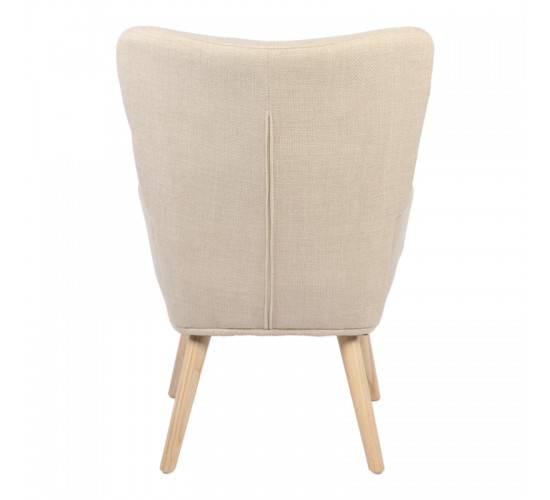 Πολυθρόνα-μπερζέρα Gerlina κρεμ ύφασμα με πόδι σε φυσική απόχρωση 71x64x94εκ Υλικό: 100 %  POLYESTER FABRIC - METAL FRAME - FOAM - RUBBERWOOD 393-000003