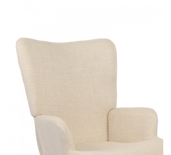 Πολυθρόνα-μπερζέρα Gerlina κρεμ ύφασμα με πόδι σε φυσική απόχρωση 71x64x94εκ Υλικό: 100 %  POLYESTER FABRIC - METAL FRAME - FOAM - RUBBERWOOD 393-000003