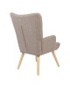 Πολυθρόνα-μπερζέρα Gerlina γκρι-μπεζ ύφασμα με πόδι σε φυσική απόχρωση 71x64x94εκ Υλικό: 100 %  POLYESTER FABRIC - METAL FRAME - FOAM - RUBBERWOOD 393-000004
