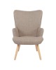 Πολυθρόνα-μπερζέρα Gerlina γκρι-μπεζ ύφασμα με πόδι σε φυσική απόχρωση 71x64x94εκ Υλικό: 100 %  POLYESTER FABRIC - METAL FRAME - FOAM - RUBBERWOOD 393-000004