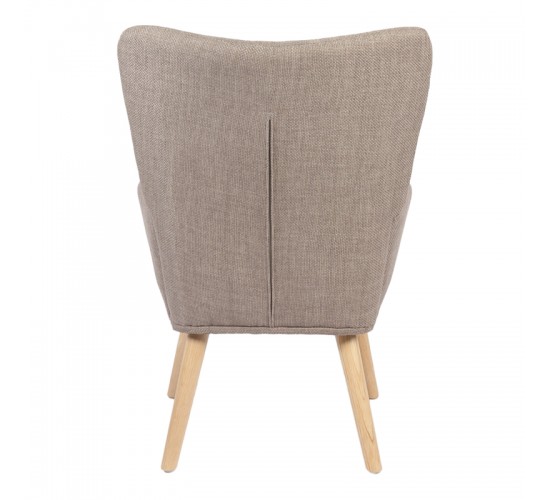 Πολυθρόνα-μπερζέρα Gerlina γκρι-μπεζ ύφασμα με πόδι σε φυσική απόχρωση 71x64x94εκ Υλικό: 100 %  POLYESTER FABRIC - METAL FRAME - FOAM - RUBBERWOOD 393-000004