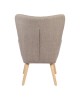 Πολυθρόνα-μπερζέρα Gerlina γκρι-μπεζ ύφασμα με πόδι σε φυσική απόχρωση 71x64x94εκ Υλικό: 100 %  POLYESTER FABRIC - METAL FRAME - FOAM - RUBBERWOOD 393-000004
