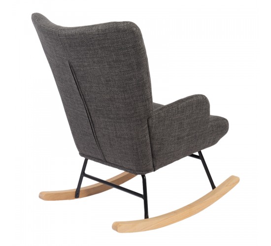 Κουνιστή πολυθρόνα Jianna ανθρακί ύφασμα με πόδι σε φυσική απόχρωση 79x64x89εκ Υλικό: 100 %  POLYESTER FABRIC - METAL FRAME - FOAM - RUBBERWOOD 393-000005