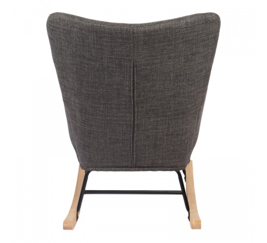 Κουνιστή πολυθρόνα Jianna ανθρακί ύφασμα με πόδι σε φυσική απόχρωση 79x64x89εκ Υλικό: 100 %  POLYESTER FABRIC - METAL FRAME - FOAM - RUBBERWOOD 393-000005