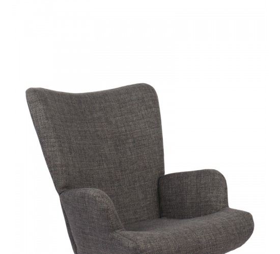 Κουνιστή πολυθρόνα Jianna ανθρακί ύφασμα με πόδι σε φυσική απόχρωση 79x64x89εκ Υλικό: 100 %  POLYESTER FABRIC - METAL FRAME - FOAM - RUBBERWOOD 393-000005