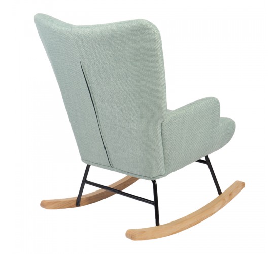 Κουνιστή πολυθρόνα Jianna μέντα ύφασμα με πόδι σε φυσική απόχρωση 79x64x89εκ Υλικό: 100 %  POLYESTER FABRIC - METAL FRAME - FOAM - RUBBERWOOD 393-000006