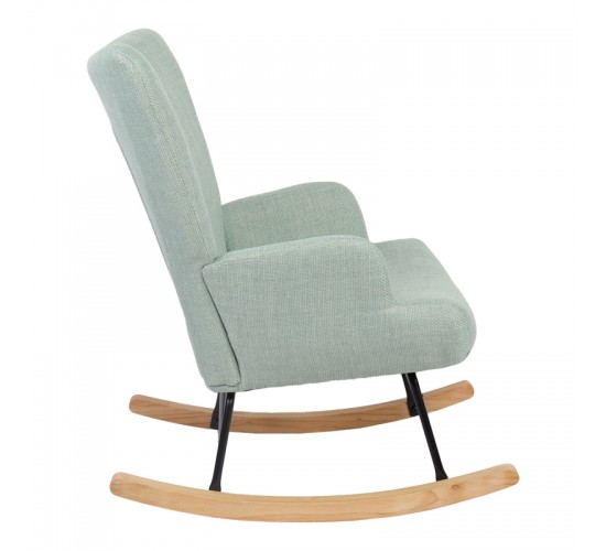 Κουνιστή πολυθρόνα Jianna μέντα ύφασμα με πόδι σε φυσική απόχρωση 79x64x89εκ Υλικό: 100 %  POLYESTER FABRIC - METAL FRAME - FOAM - RUBBERWOOD 393-000006