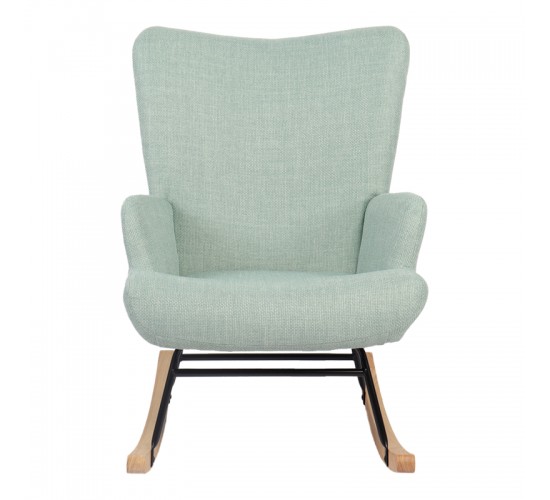 Κουνιστή πολυθρόνα Jianna μέντα ύφασμα με πόδι σε φυσική απόχρωση 79x64x89εκ Υλικό: 100 %  POLYESTER FABRIC - METAL FRAME - FOAM - RUBBERWOOD 393-000006