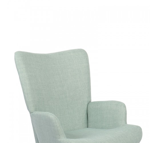 Κουνιστή πολυθρόνα Jianna μέντα ύφασμα με πόδι σε φυσική απόχρωση 79x64x89εκ Υλικό: 100 %  POLYESTER FABRIC - METAL FRAME - FOAM - RUBBERWOOD 393-000006