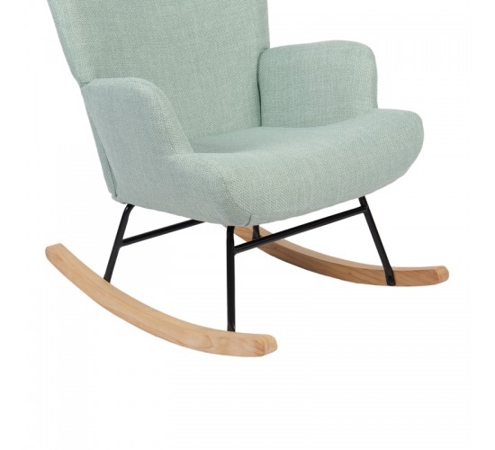 Κουνιστή πολυθρόνα Jianna μέντα ύφασμα με πόδι σε φυσική απόχρωση 79x64x89εκ Υλικό: 100 %  POLYESTER FABRIC - METAL FRAME - FOAM - RUBBERWOOD 393-000006