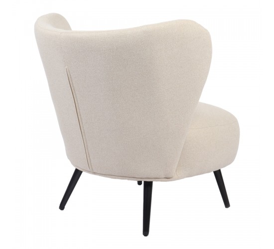 Πολυθρόνα Nagreta κρεμ ύφασμα με μεταλλικό πόδι σε μαύρη απόχρωση 77x73x74εκ Υλικό: 100 %  POLYESTER FABRIC - METAL FRAME - FOAM 393-000012