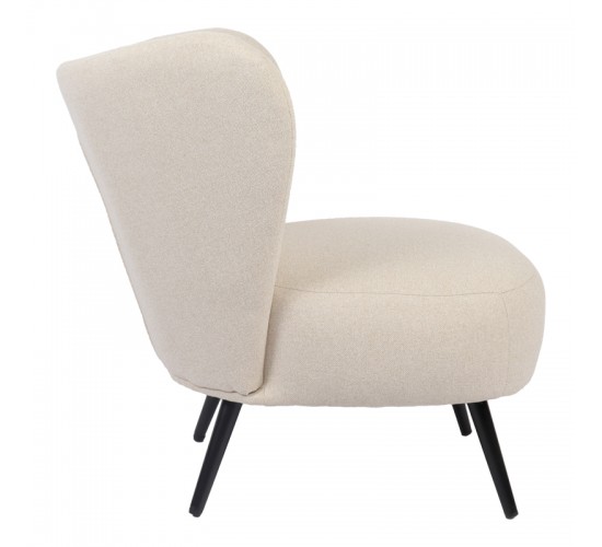 Πολυθρόνα Nagreta κρεμ ύφασμα με μεταλλικό πόδι σε μαύρη απόχρωση 77x73x74εκ Υλικό: 100 %  POLYESTER FABRIC - METAL FRAME - FOAM 393-000012