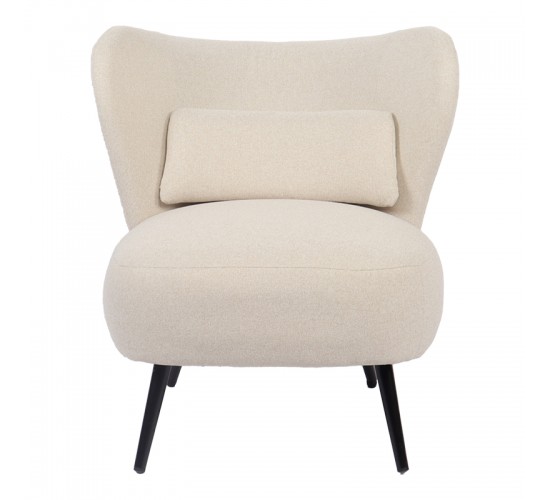 Πολυθρόνα Nagreta κρεμ ύφασμα με μεταλλικό πόδι σε μαύρη απόχρωση 77x73x74εκ Υλικό: 100 %  POLYESTER FABRIC - METAL FRAME - FOAM 393-000012