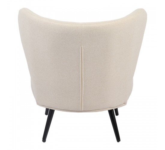 Πολυθρόνα Nagreta κρεμ ύφασμα με μεταλλικό πόδι σε μαύρη απόχρωση 77x73x74εκ Υλικό: 100 %  POLYESTER FABRIC - METAL FRAME - FOAM 393-000012