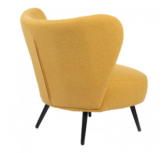 Πολυθρόνα Nagreta κίτρινο ύφασμα με μεταλλικό πόδι σε μαύρη απόχρωση 77x73x74εκ Υλικό: 100 %  POLYESTER FABRIC - METAL FRAME - FOAM 393-000013