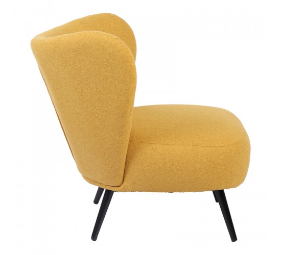Πολυθρόνα Nagreta κίτρινο ύφασμα με μεταλλικό πόδι σε μαύρη απόχρωση 77x73x74εκ Υλικό: 100 %  POLYESTER FABRIC - METAL FRAME - FOAM 393-000013