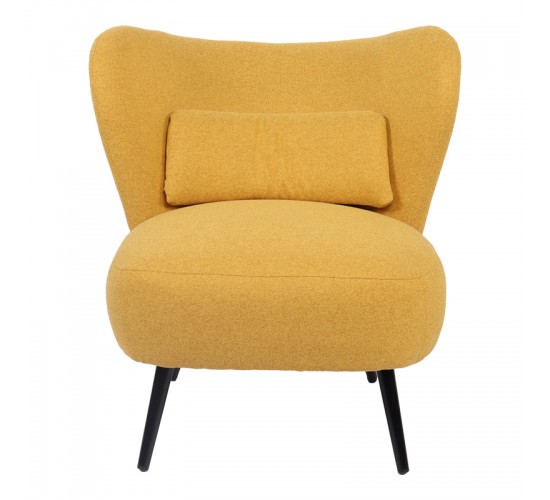Πολυθρόνα Nagreta κίτρινο ύφασμα με μεταλλικό πόδι σε μαύρη απόχρωση 77x73x74εκ Υλικό: 100 %  POLYESTER FABRIC - METAL FRAME - FOAM 393-000013