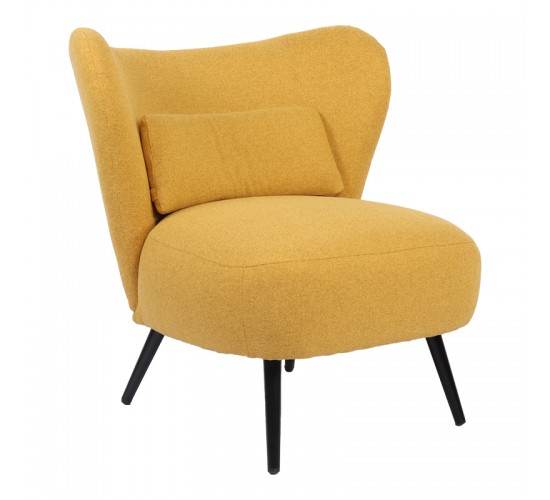 Πολυθρόνα Nagreta κίτρινο ύφασμα με μεταλλικό πόδι σε μαύρη απόχρωση 77x73x74εκ Υλικό: 100 %  POLYESTER FABRIC - METAL FRAME - FOAM 393-000013