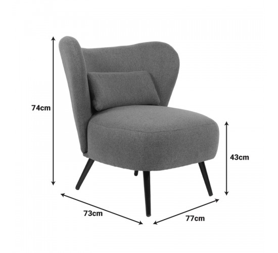 Πολυθρόνα Nagreta κίτρινο ύφασμα με μεταλλικό πόδι σε μαύρη απόχρωση 77x73x74εκ Υλικό: 100 %  POLYESTER FABRIC - METAL FRAME - FOAM 393-000013