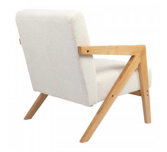 Πολυθρόνα Garifa λευκό ύφασμα με πόδι σε φυσική απόχρωση 79x75x75εκ Υλικό: 100 %  POLYESTER FABRIC - WOODEN FRAME - FOAM - RUBBERWOOD 393-000015