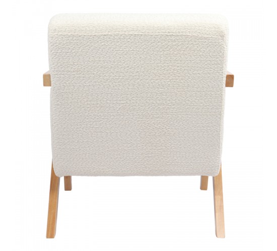 Πολυθρόνα Garifa λευκό ύφασμα με πόδι σε φυσική απόχρωση 79x75x75εκ Υλικό: 100 %  POLYESTER FABRIC - WOODEN FRAME - FOAM - RUBBERWOOD 393-000015