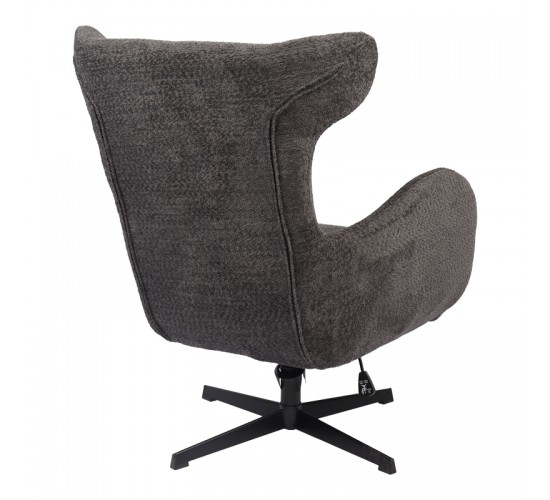 Πολυθρόνα Zefrina περιστρεφόμενη ανθρακί ύφασμα με βάση σε μαύρη απόχρωση 82x77x99εκ Υλικό: 100 %  POLYESTER FABRIC -  FOAM - METAL 393-000018