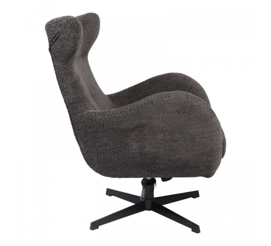 Πολυθρόνα Zefrina περιστρεφόμενη ανθρακί ύφασμα με βάση σε μαύρη απόχρωση 82x77x99εκ Υλικό: 100 %  POLYESTER FABRIC -  FOAM - METAL 393-000018