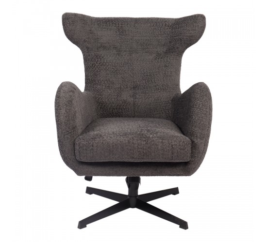 Πολυθρόνα Zefrina περιστρεφόμενη ανθρακί ύφασμα με βάση σε μαύρη απόχρωση 82x77x99εκ Υλικό: 100 %  POLYESTER FABRIC -  FOAM - METAL 393-000018