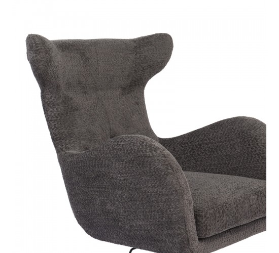 Πολυθρόνα Zefrina περιστρεφόμενη ανθρακί ύφασμα με βάση σε μαύρη απόχρωση 82x77x99εκ Υλικό: 100 %  POLYESTER FABRIC -  FOAM - METAL 393-000018