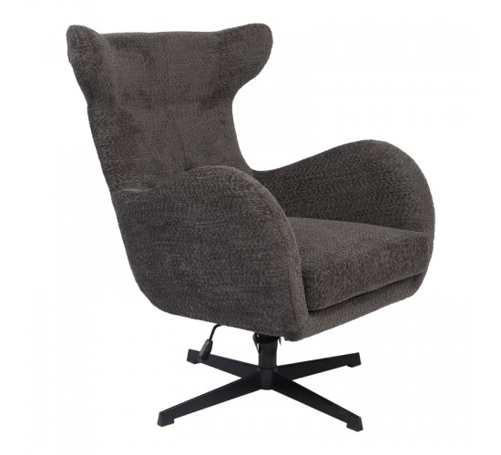 Πολυθρόνα Zefrina περιστρεφόμενη ανθρακί ύφασμα με βάση σε μαύρη απόχρωση 82x77x99εκ Υλικό: 100 %  POLYESTER FABRIC -  FOAM - METAL 393-000018