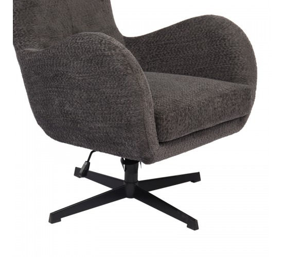 Πολυθρόνα Zefrina περιστρεφόμενη ανθρακί ύφασμα με βάση σε μαύρη απόχρωση 82x77x99εκ Υλικό: 100 %  POLYESTER FABRIC -  FOAM - METAL 393-000018