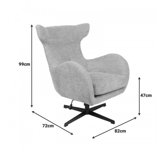 Πολυθρόνα Zefrina περιστρεφόμενη ανθρακί ύφασμα με βάση σε μαύρη απόχρωση 82x77x99εκ Υλικό: 100 %  POLYESTER FABRIC -  FOAM - METAL 393-000018