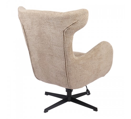 Πολυθρόνα Zefrina περιστρεφόμενη μπεζ ύφασμα με βάση σε μαύρη απόχρωση 82x77x99εκ Υλικό: 100 %  POLYESTER FABRIC -  FOAM - METAL 393-000019