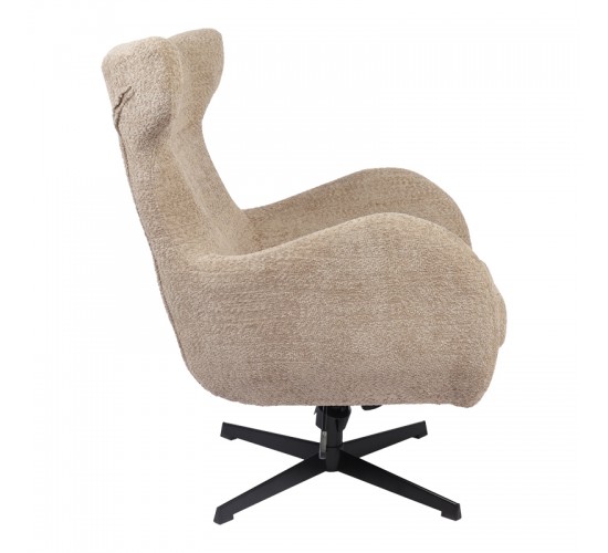 Πολυθρόνα Zefrina περιστρεφόμενη μπεζ ύφασμα με βάση σε μαύρη απόχρωση 82x77x99εκ Υλικό: 100 %  POLYESTER FABRIC -  FOAM - METAL 393-000019