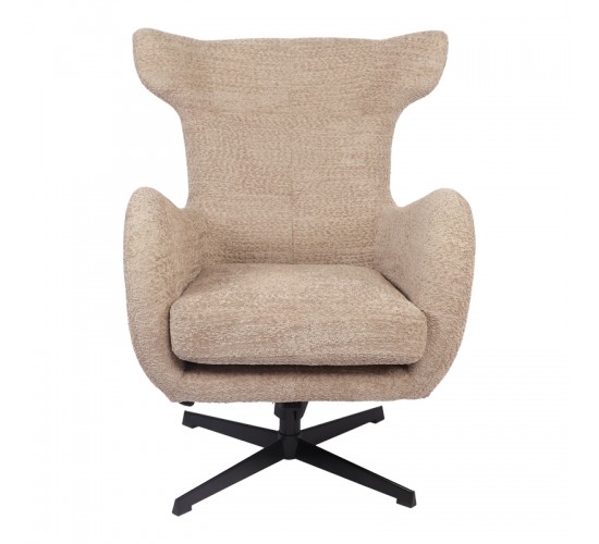 Πολυθρόνα Zefrina περιστρεφόμενη μπεζ ύφασμα με βάση σε μαύρη απόχρωση 82x77x99εκ Υλικό: 100 %  POLYESTER FABRIC -  FOAM - METAL 393-000019
