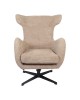 Πολυθρόνα Zefrina περιστρεφόμενη μπεζ ύφασμα με βάση σε μαύρη απόχρωση 82x77x99εκ Υλικό: 100 %  POLYESTER FABRIC -  FOAM - METAL 393-000019
