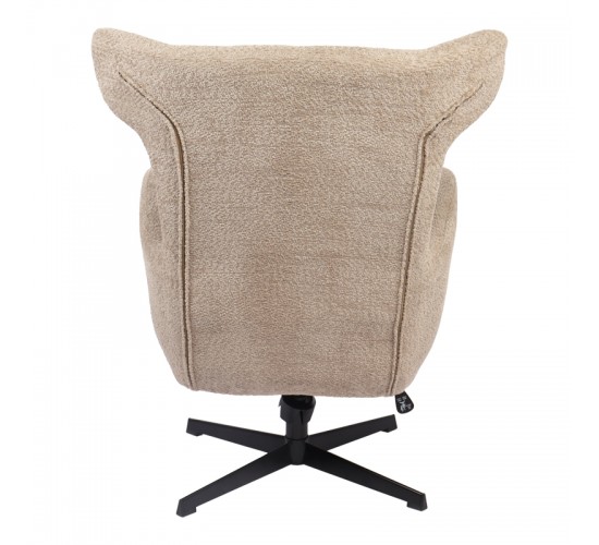 Πολυθρόνα Zefrina περιστρεφόμενη μπεζ ύφασμα με βάση σε μαύρη απόχρωση 82x77x99εκ Υλικό: 100 %  POLYESTER FABRIC -  FOAM - METAL 393-000019