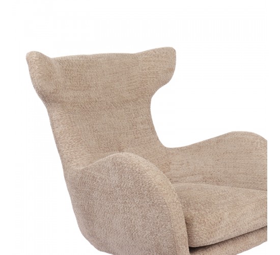 Πολυθρόνα Zefrina περιστρεφόμενη μπεζ ύφασμα με βάση σε μαύρη απόχρωση 82x77x99εκ Υλικό: 100 %  POLYESTER FABRIC -  FOAM - METAL 393-000019