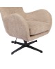 Πολυθρόνα Zefrina περιστρεφόμενη μπεζ ύφασμα με βάση σε μαύρη απόχρωση 82x77x99εκ Υλικό: 100 %  POLYESTER FABRIC -  FOAM - METAL 393-000019