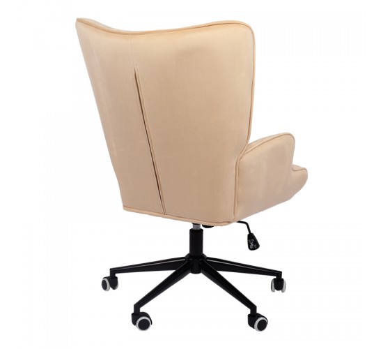 Πολυθρόνα-μπερζέρα Lobima περιστρεφόμενη κρεμ βελούδο με βάση σε μαύρη απόχρωση 71x68x104εκ Υλικό: 100 %  POLYESTER FABRIC -  FOAM - METAL 393-000020