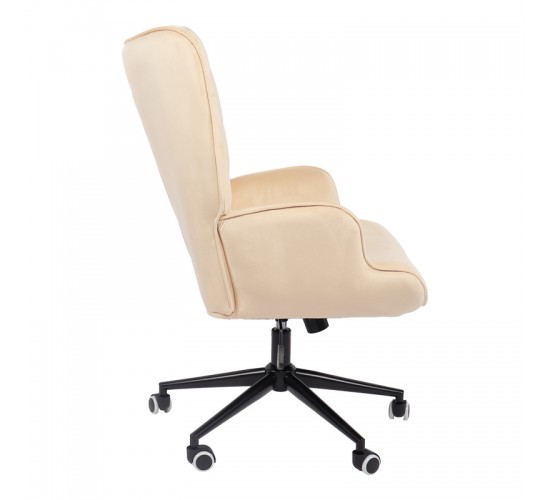 Πολυθρόνα-μπερζέρα Lobima περιστρεφόμενη κρεμ βελούδο με βάση σε μαύρη απόχρωση 71x68x104εκ Υλικό: 100 %  POLYESTER FABRIC -  FOAM - METAL 393-000020