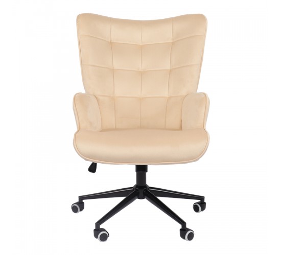 Πολυθρόνα-μπερζέρα Lobima περιστρεφόμενη κρεμ βελούδο με βάση σε μαύρη απόχρωση 71x68x104εκ Υλικό: 100 %  POLYESTER FABRIC -  FOAM - METAL 393-000020