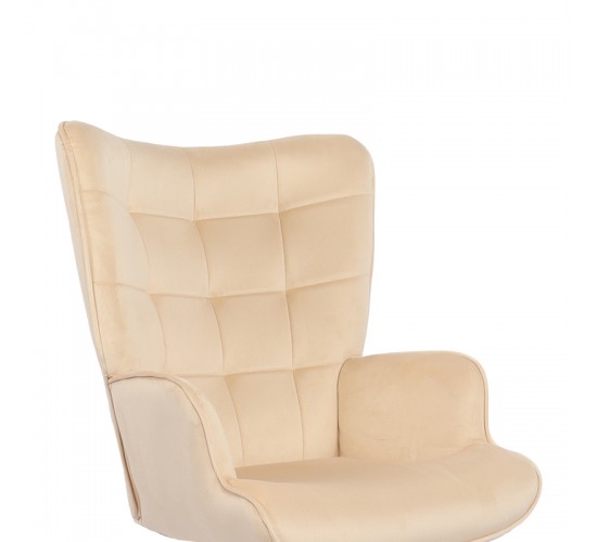 Πολυθρόνα-μπερζέρα Lobima περιστρεφόμενη κρεμ βελούδο με βάση σε μαύρη απόχρωση 71x68x104εκ Υλικό: 100 %  POLYESTER FABRIC -  FOAM - METAL 393-000020