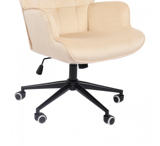 Πολυθρόνα-μπερζέρα Lobima περιστρεφόμενη κρεμ βελούδο με βάση σε μαύρη απόχρωση 71x68x104εκ Υλικό: 100 %  POLYESTER FABRIC -  FOAM - METAL 393-000020