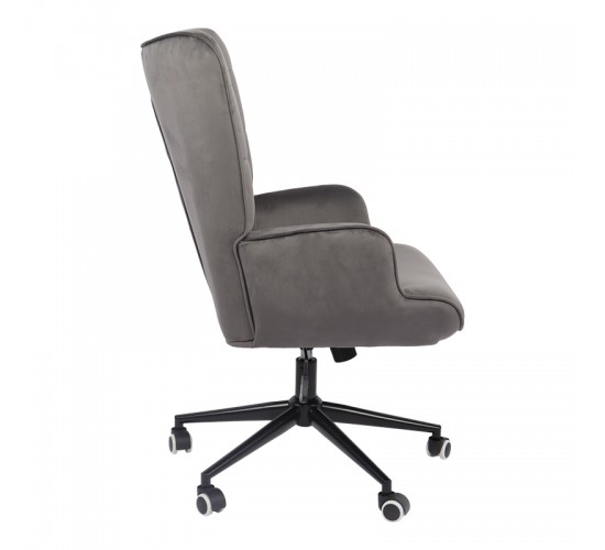 Πολυθρόνα-μπερζέρα Lobima περιστρεφόμενη ανθρακί βελούδο με βάση σε μαύρη απόχρωση 71x68x104εκ Υλικό: 100 %  POLYESTER VELVET FABRIC -  FOAM - METAL 393-000021