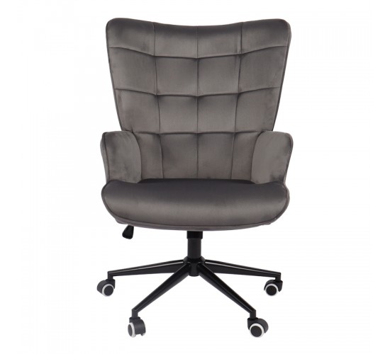 Πολυθρόνα-μπερζέρα Lobima περιστρεφόμενη ανθρακί βελούδο με βάση σε μαύρη απόχρωση 71x68x104εκ Υλικό: 100 %  POLYESTER VELVET FABRIC -  FOAM - METAL 393-000021